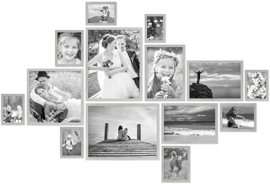 Cornice da galleria per 24 foto collage (50x70 cm, orizzontale) e una  cornice di legno nera